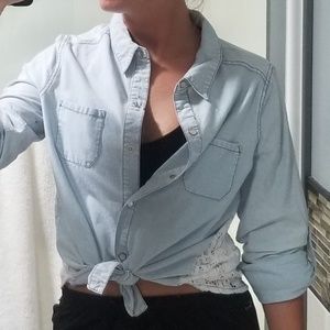 Lace back Jean button up top
